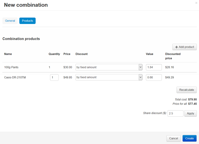 Products tab