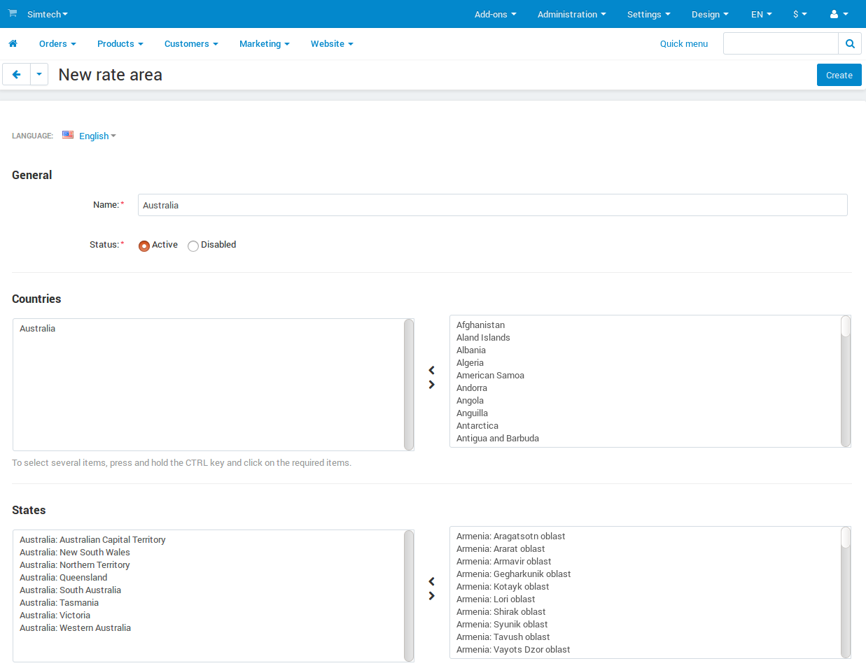 A location for a country in CS-Cart and Multi-Vendor.