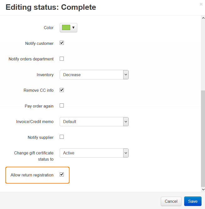 Allow return registration