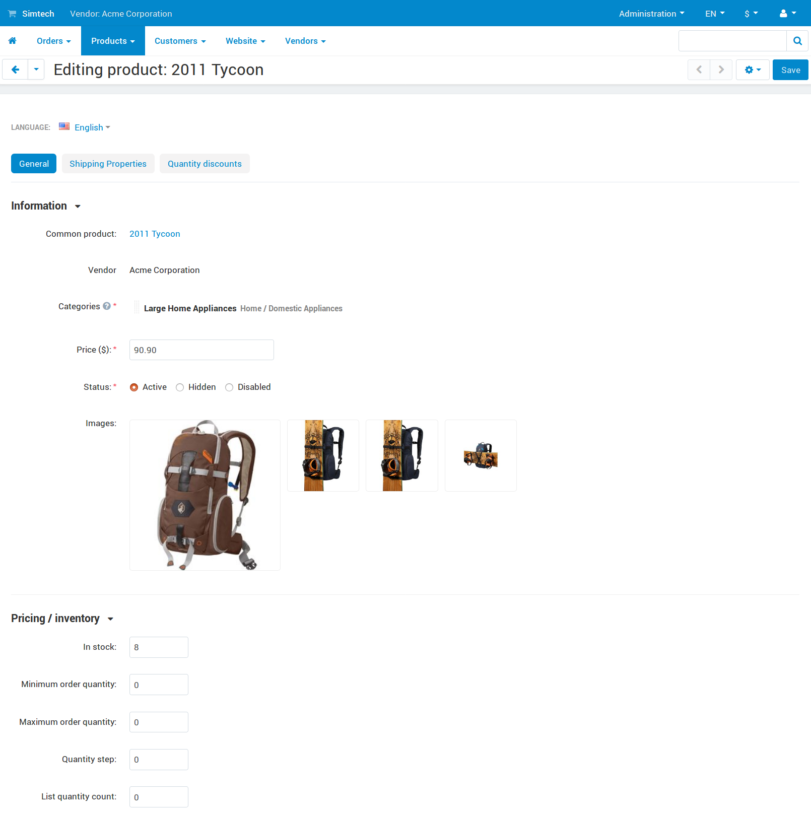 The vendor's ability to edit an existing product added by the marketplace owner is limited.