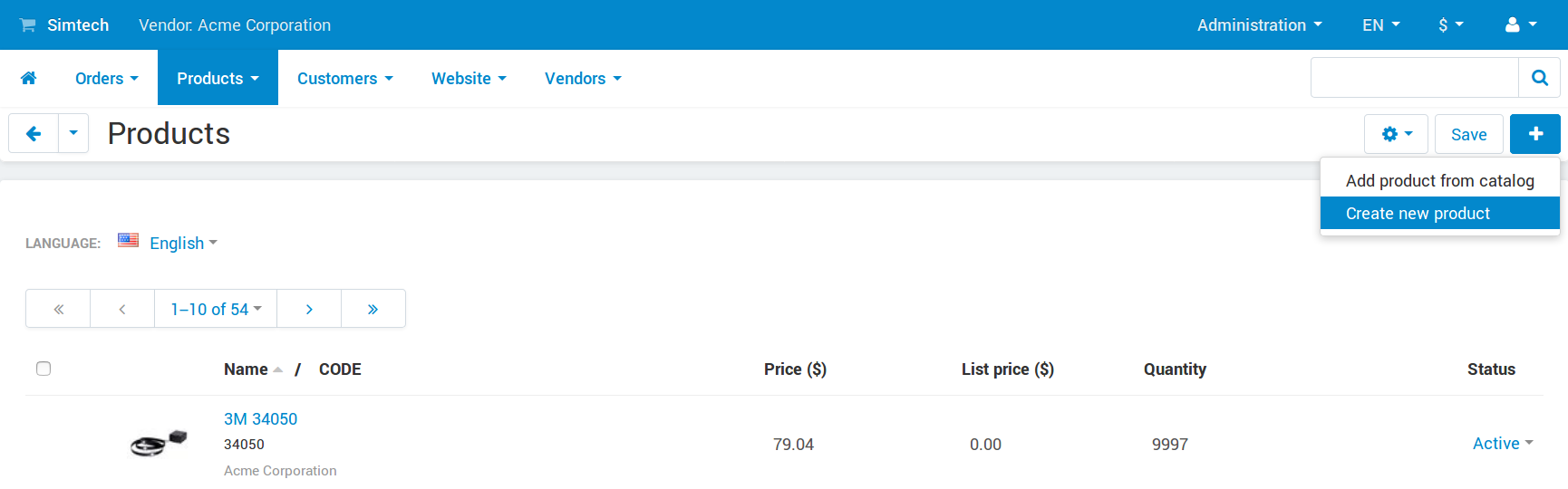 A vendor can create an own product, even if the "Common Products" add-on is active.