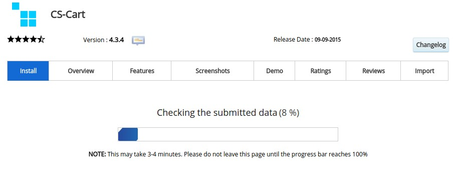 Don't close the installation page while the progress bar is running. It may take several minutes.
