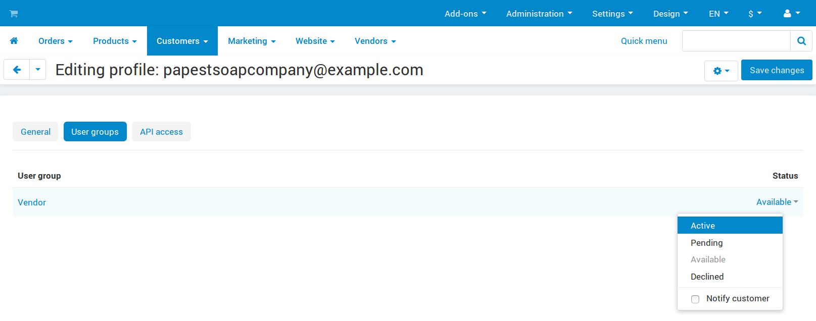 Add a vendor's administrator to the group.