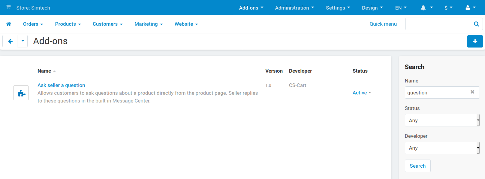 Find and install the "Ask seller a question" add-on.
