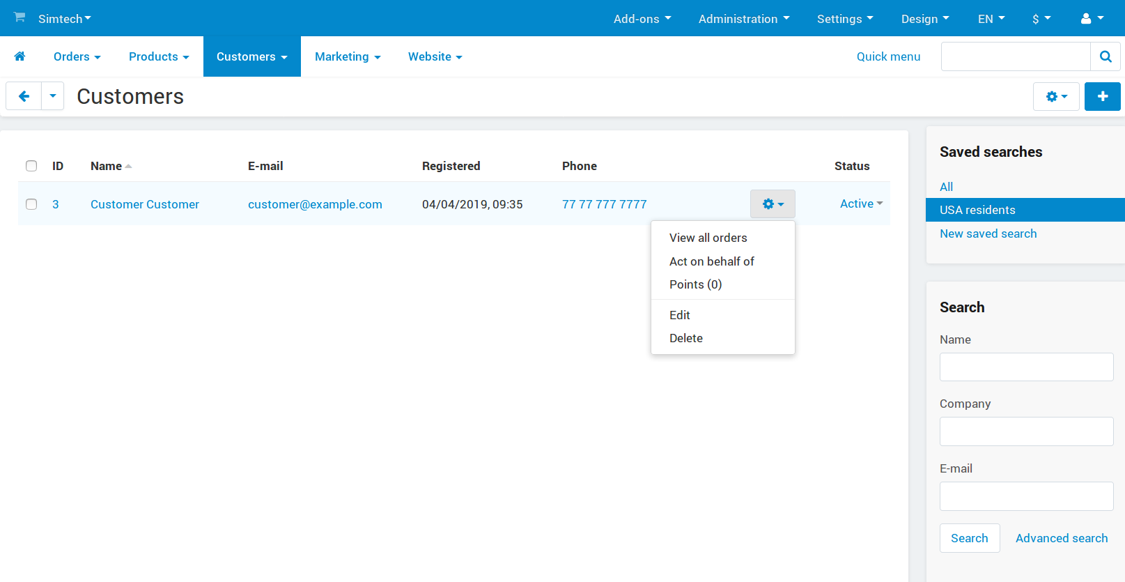 Use the Advanced search to make working with customers easier.
