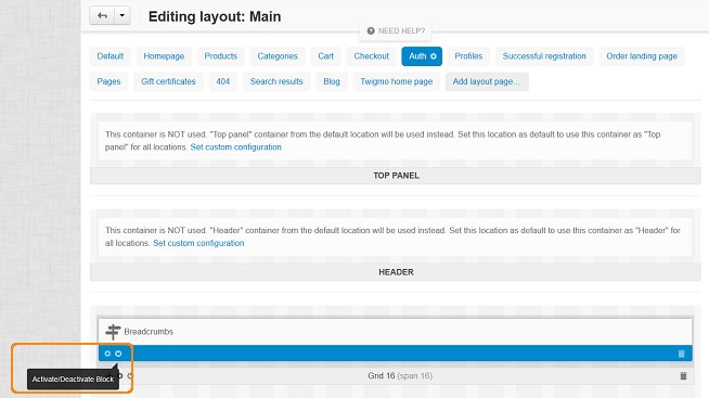 Deactivate/Axtivate block