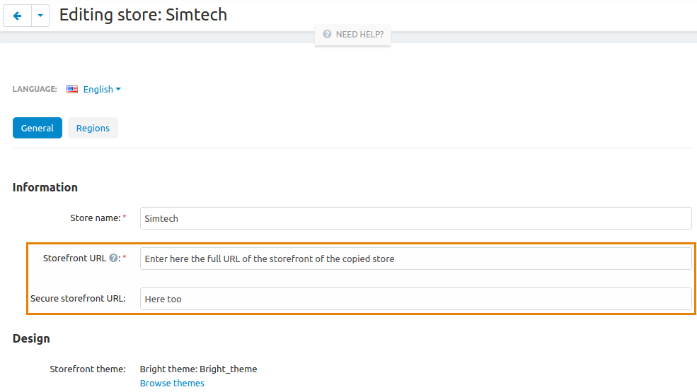 Update the storefront URLs.