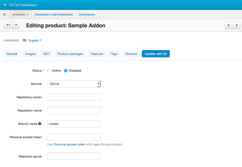 You can upload upgrade packages to the Marketplace directly from your Git repository.