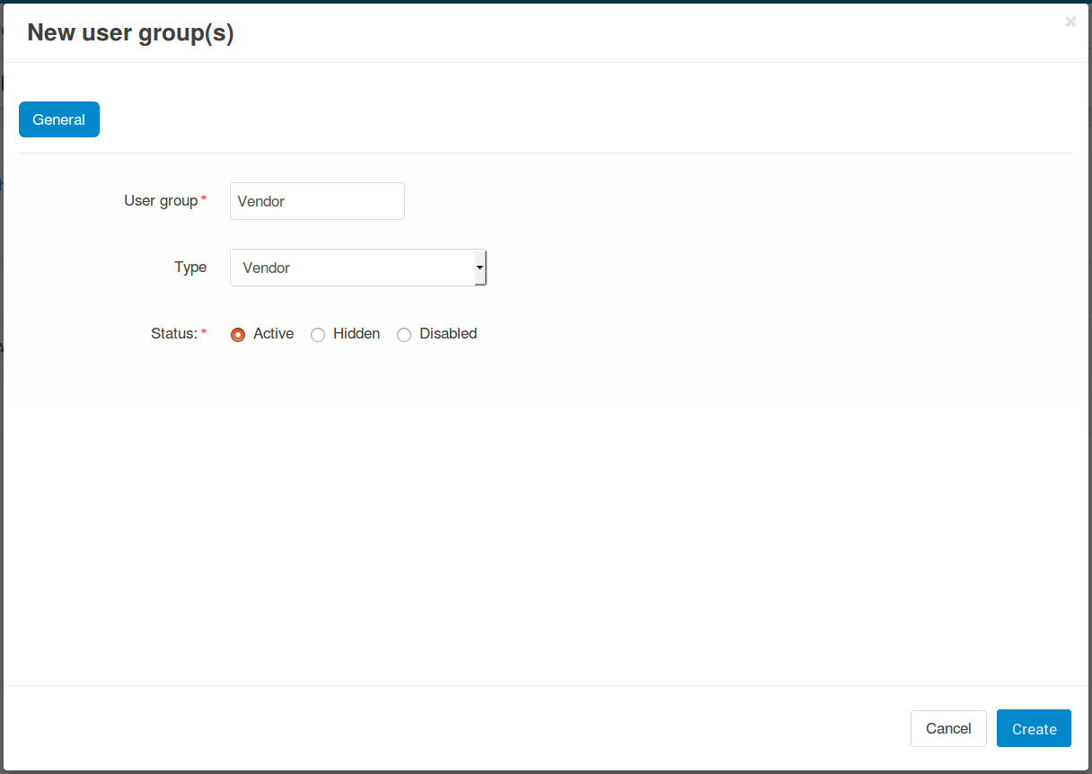 Specify the name and the type of the new customer group.