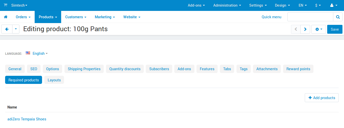 Required products