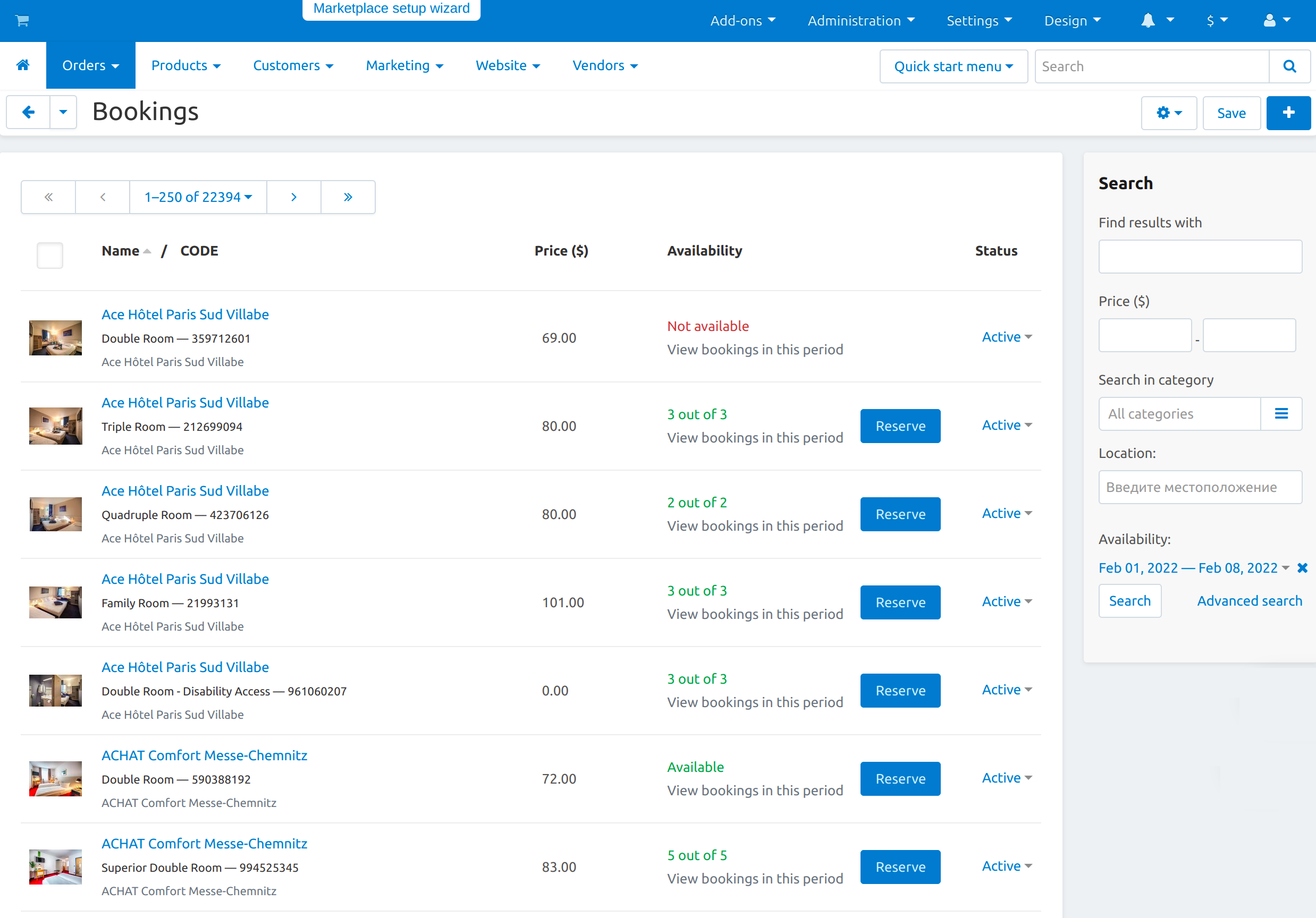 The Orders → Bookings page.