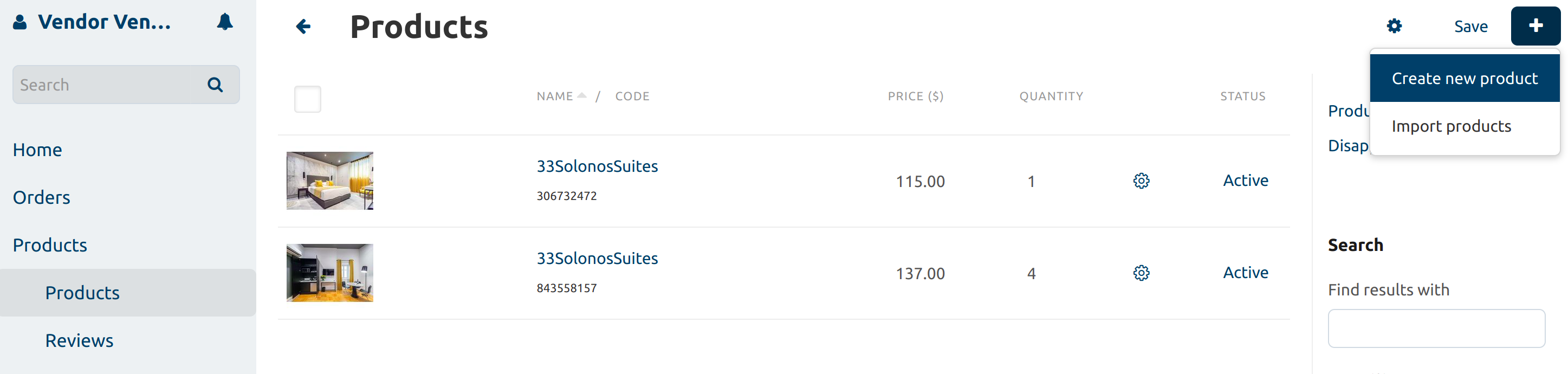 Creating new product via vendor panel.