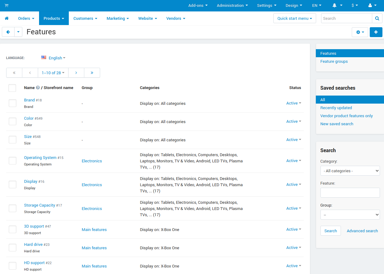 Product features