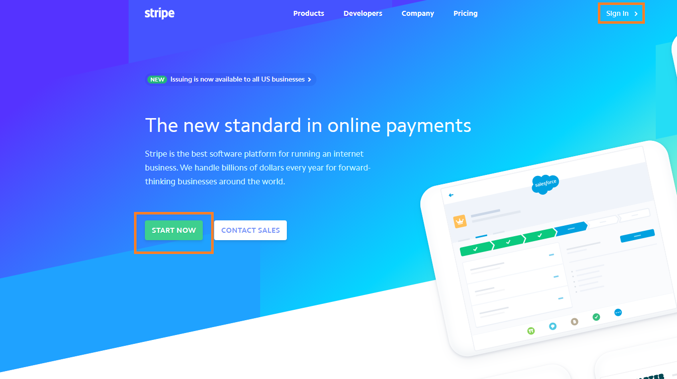 The Stripe website.