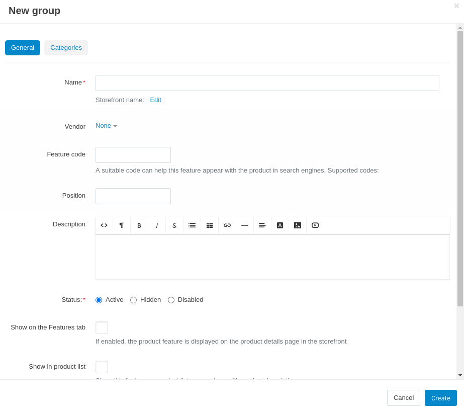 Configure the properties of the feature group.