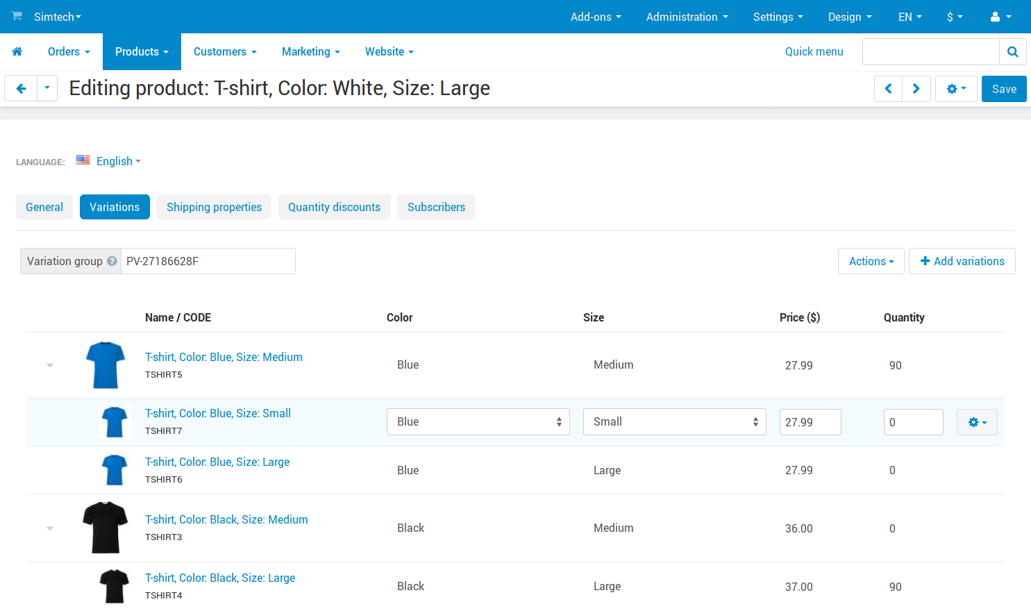 Catalog items have bigger pictures than variations that can be selected only on the product page.