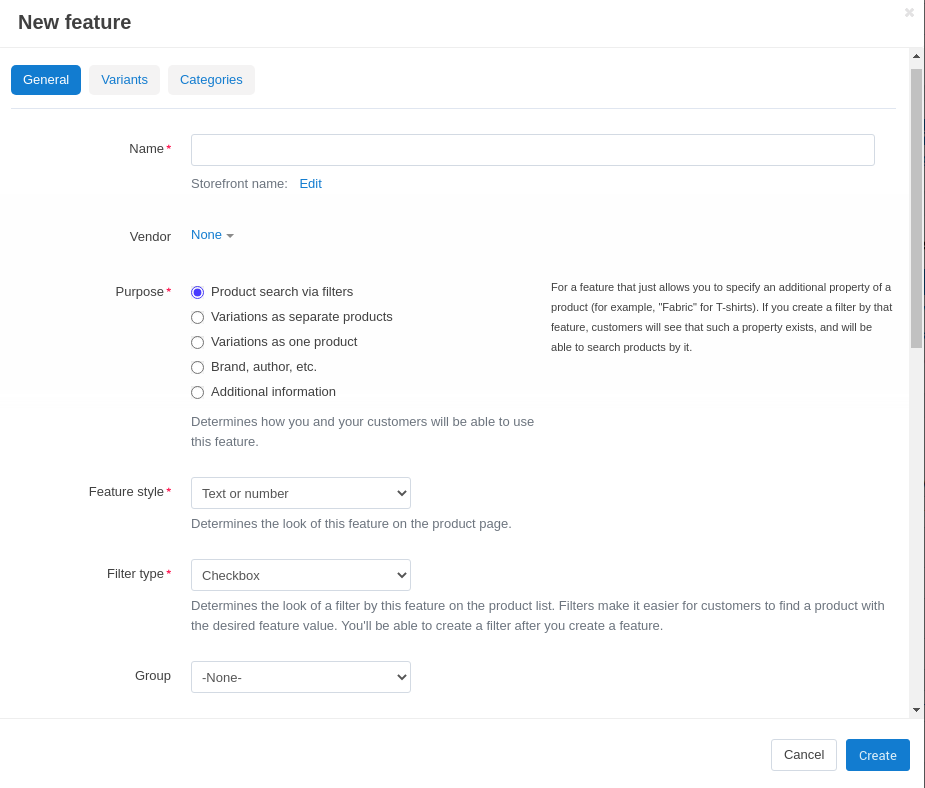 The feature creation from the features list