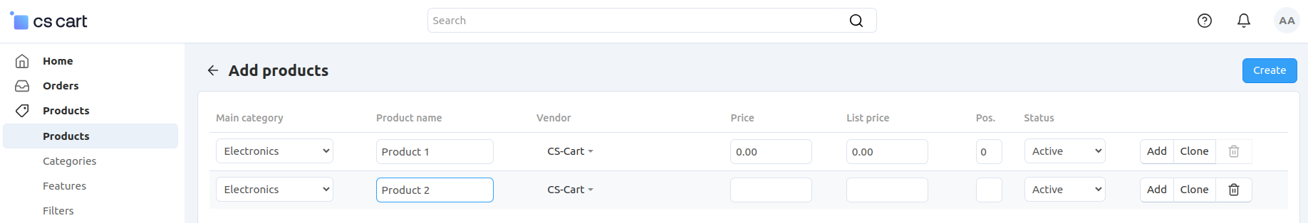 Fill in the required product properties.