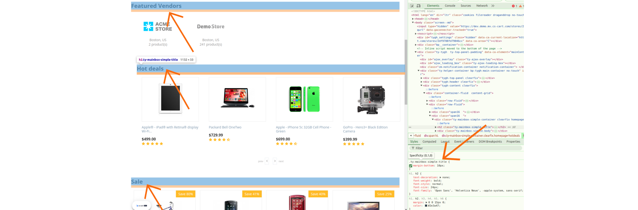 Find the CSS elements you need.