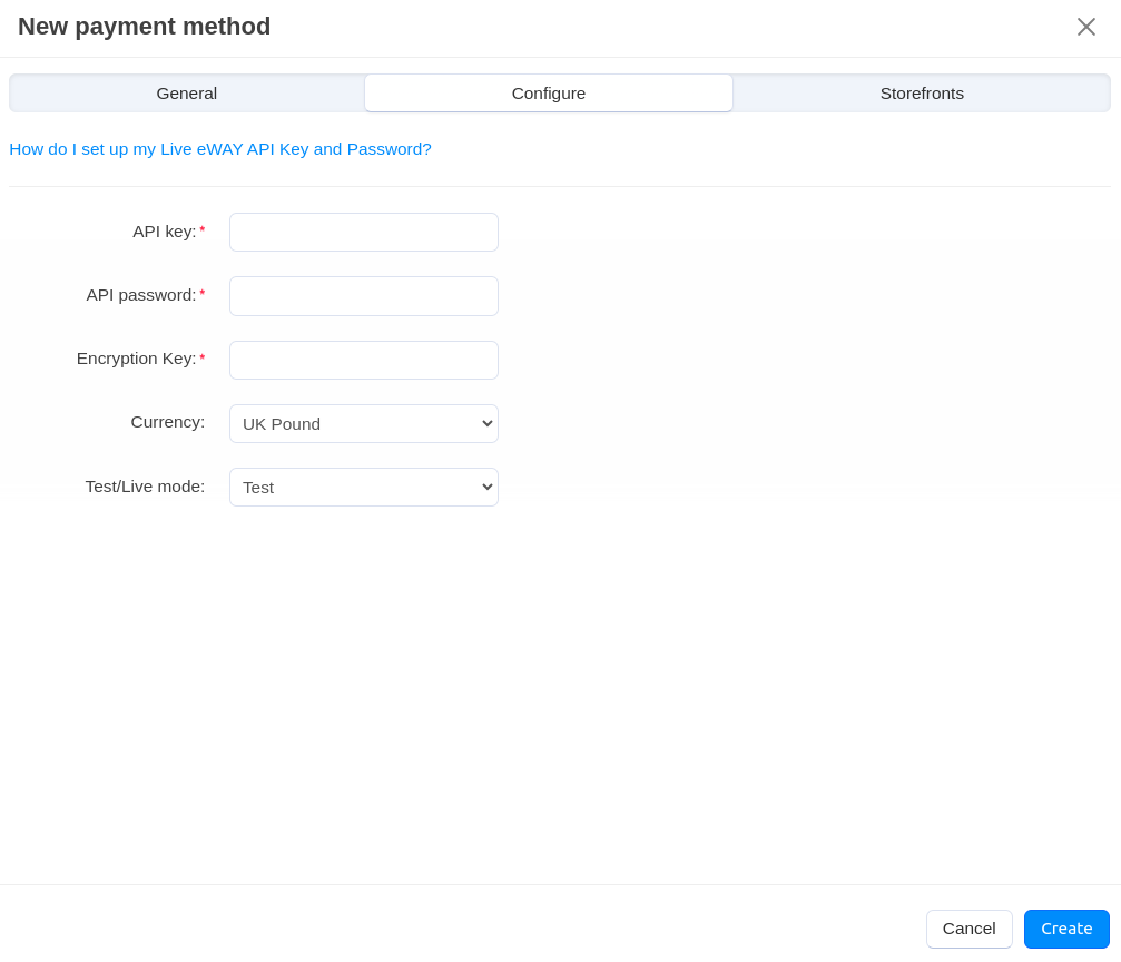 Name your payment method and select one of the two eWAY Rapid API processors.