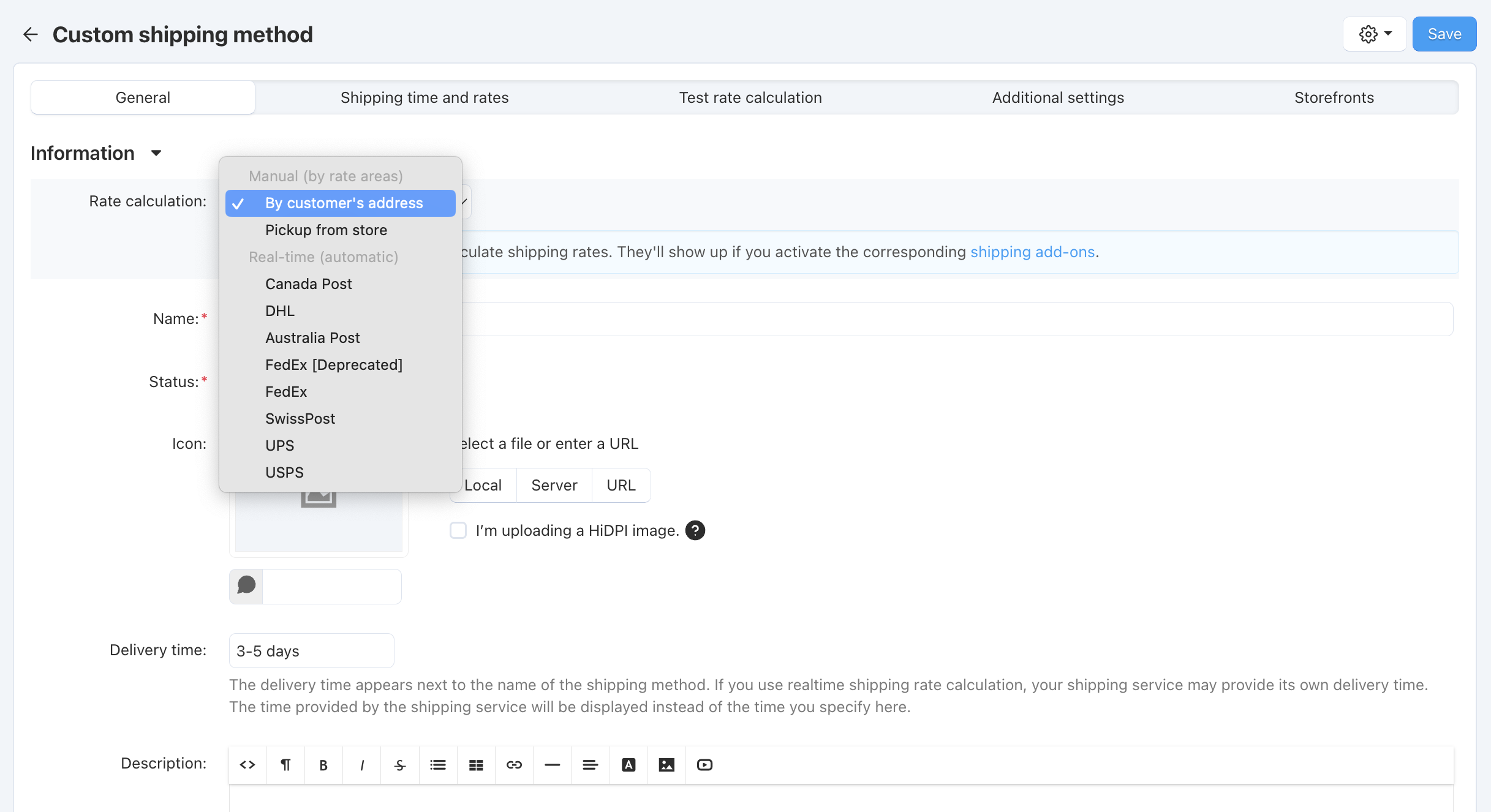 Creating a manual shipping method in CS-Cart
