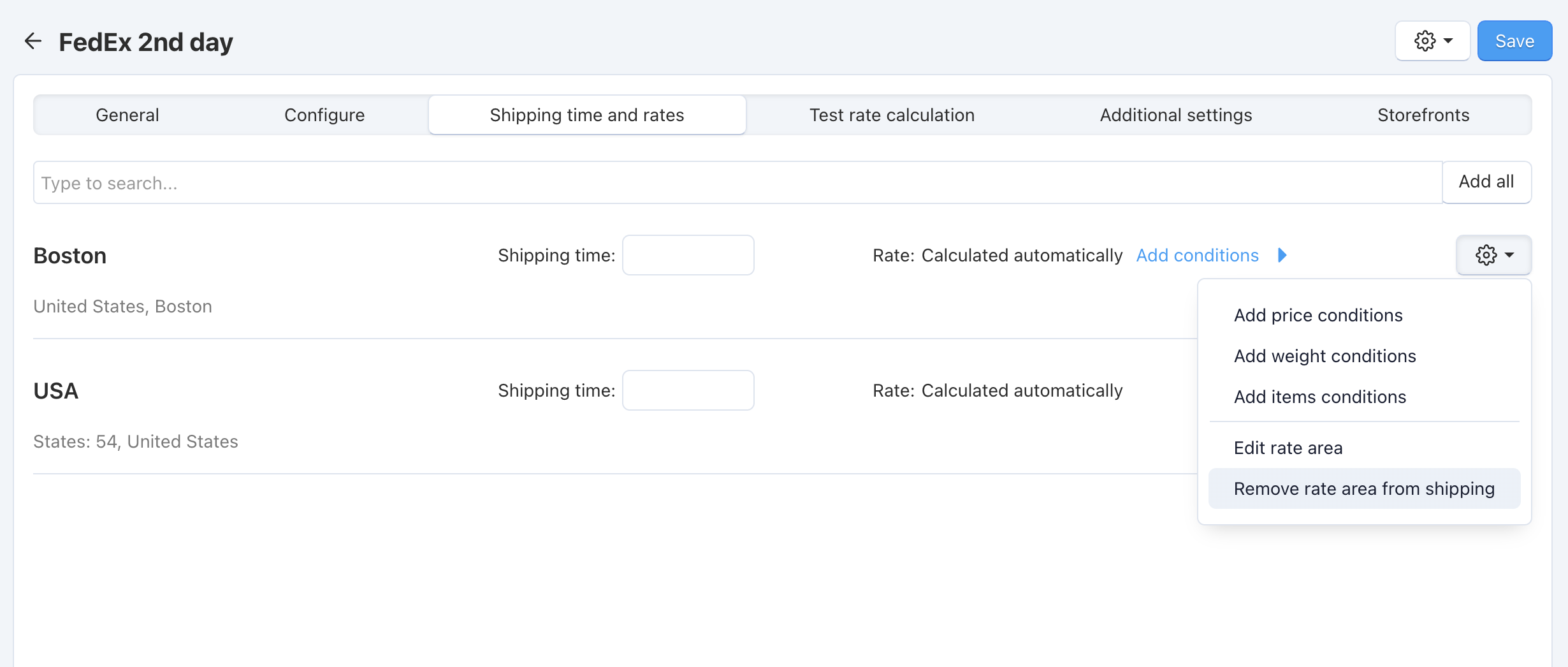 FedEx shipping settings