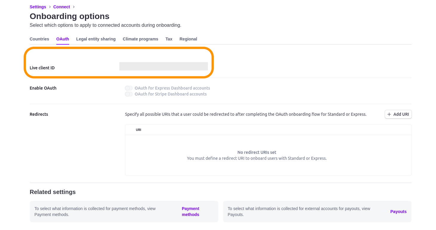Stripe client ID.