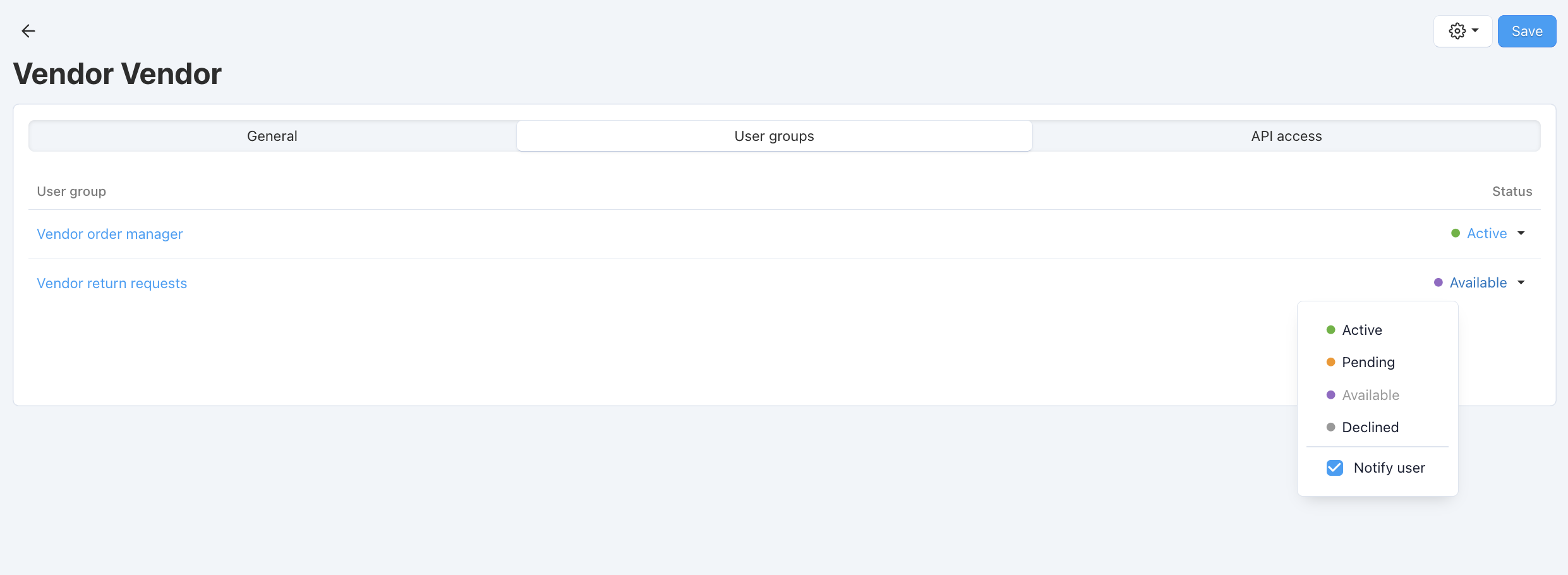 Add a vendor's administrator to the group.