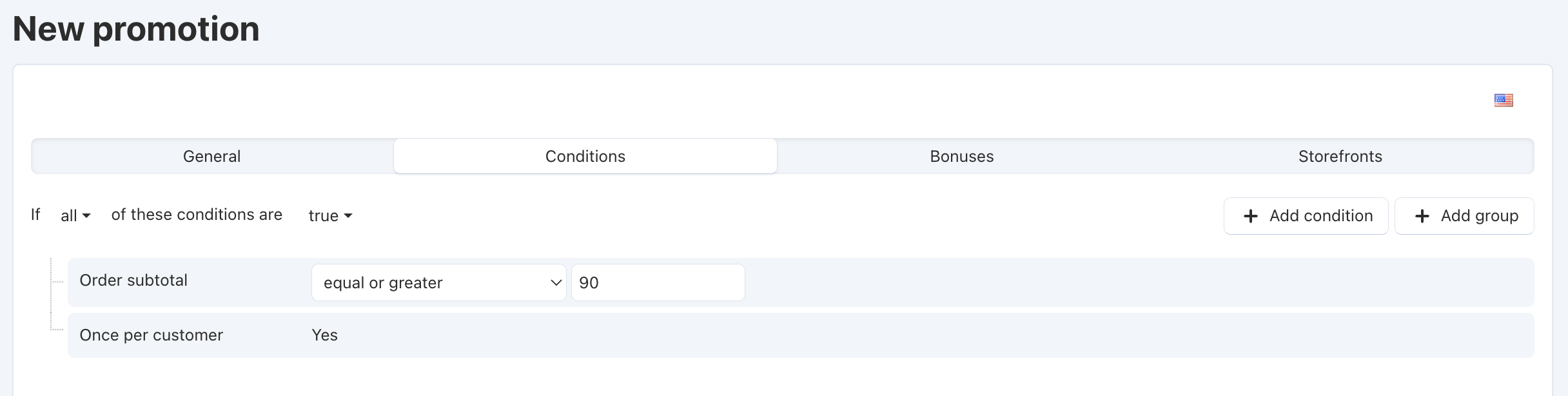 The conditions you add determine when coupon codes are generated.