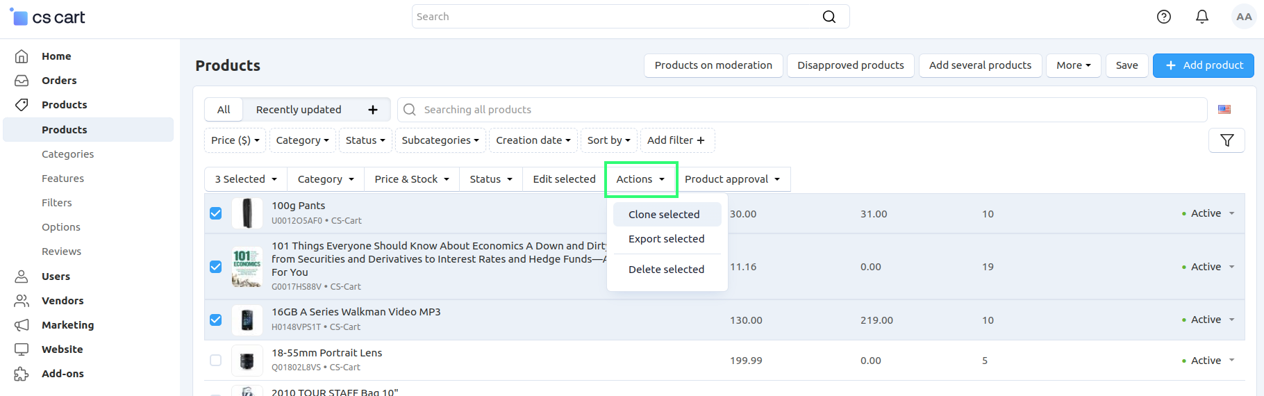 Cloning a product in CS-Cart.