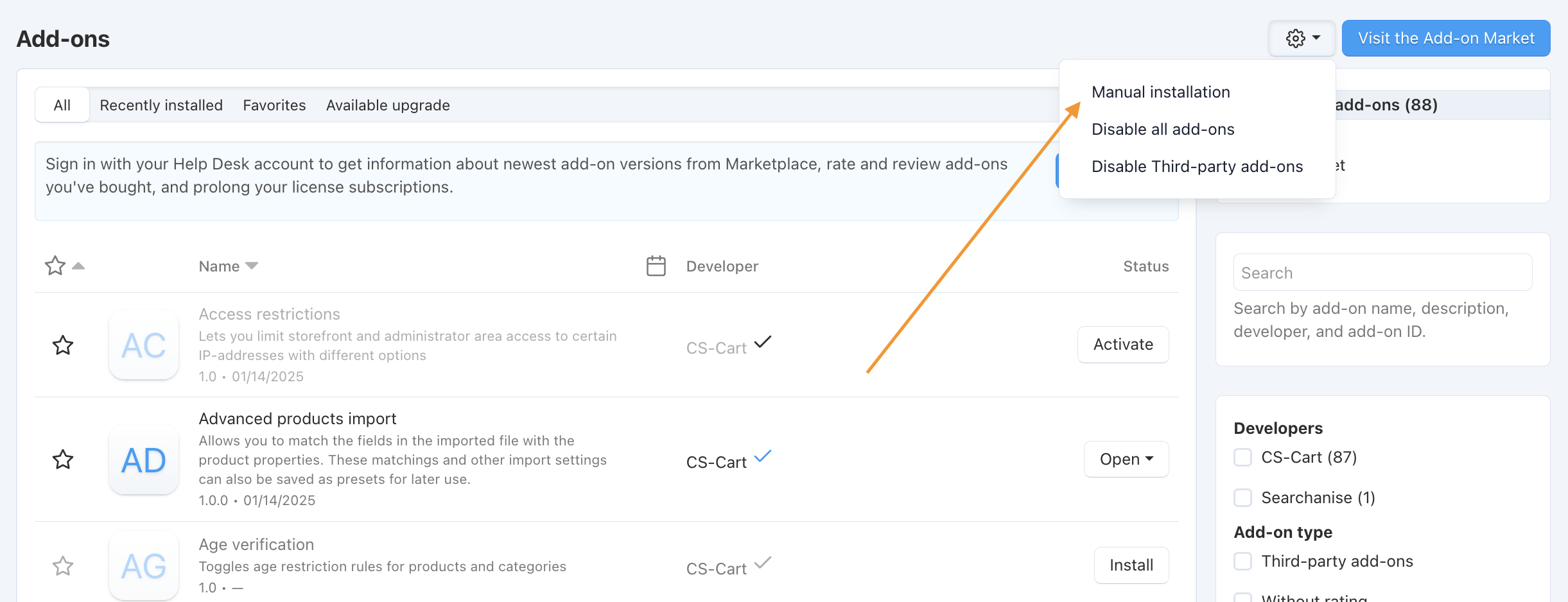 Upload an add-on