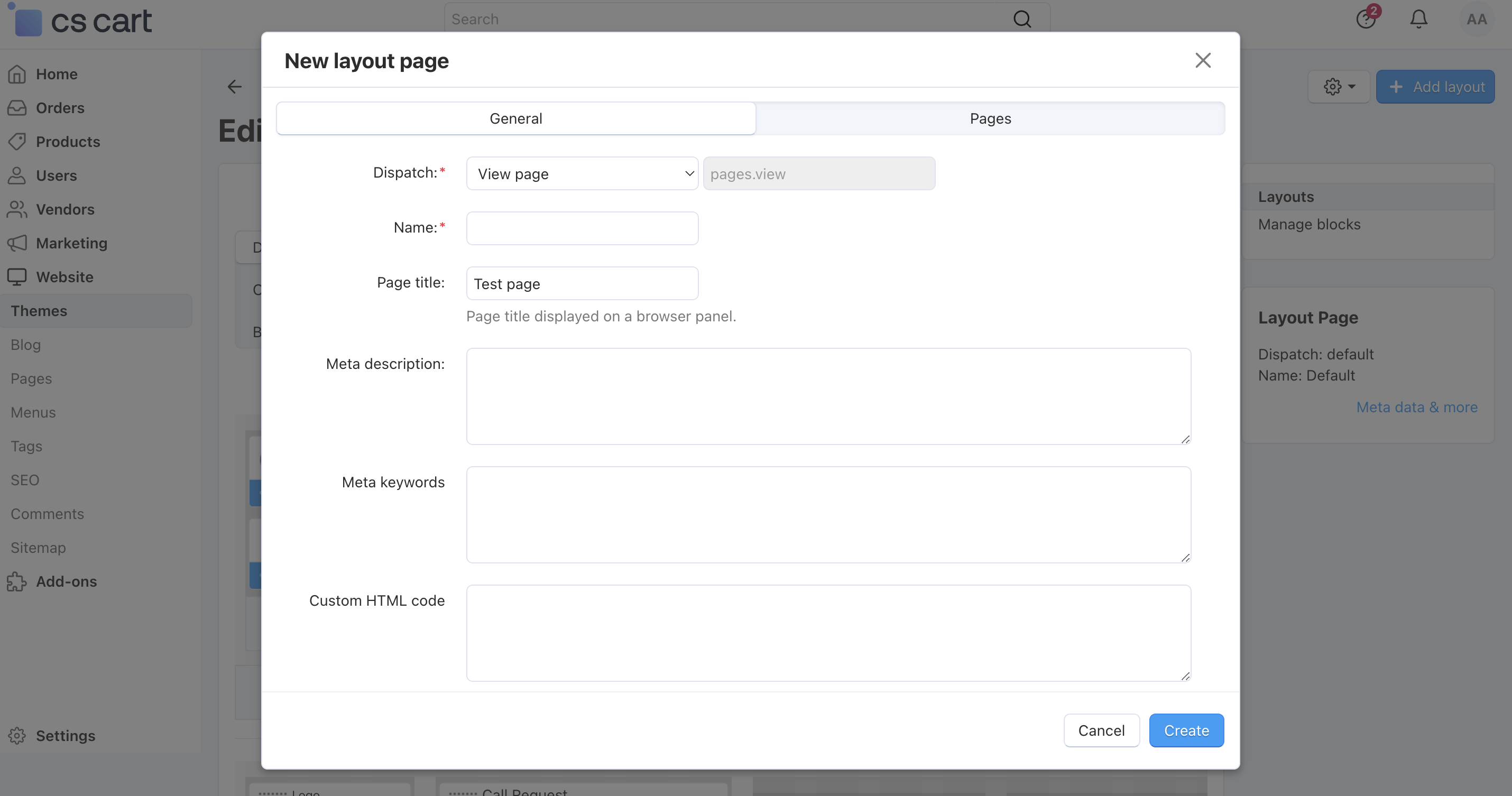 Creating a layout page.