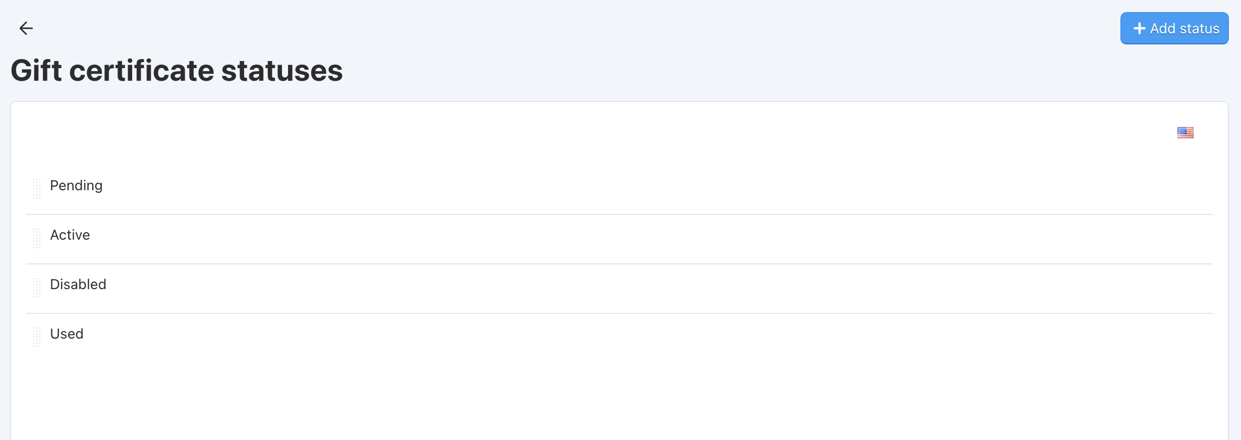 Going to the list of available gift certificate statuses in CS-Cart.