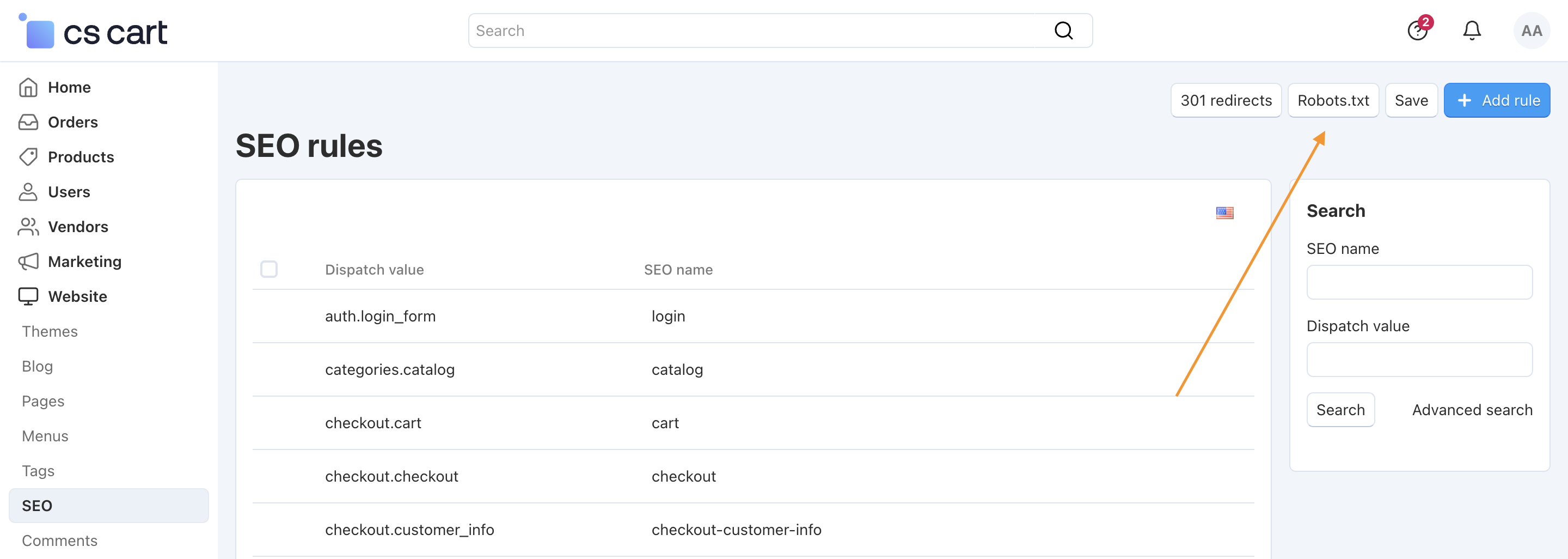 Starting with version 4.6.1, CS-Cart supports different robots.txt instructions for different storefronts.
