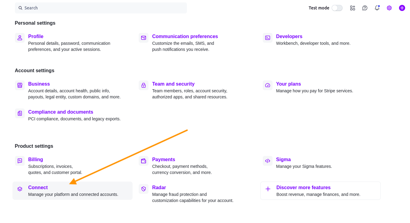 The Connect page.
