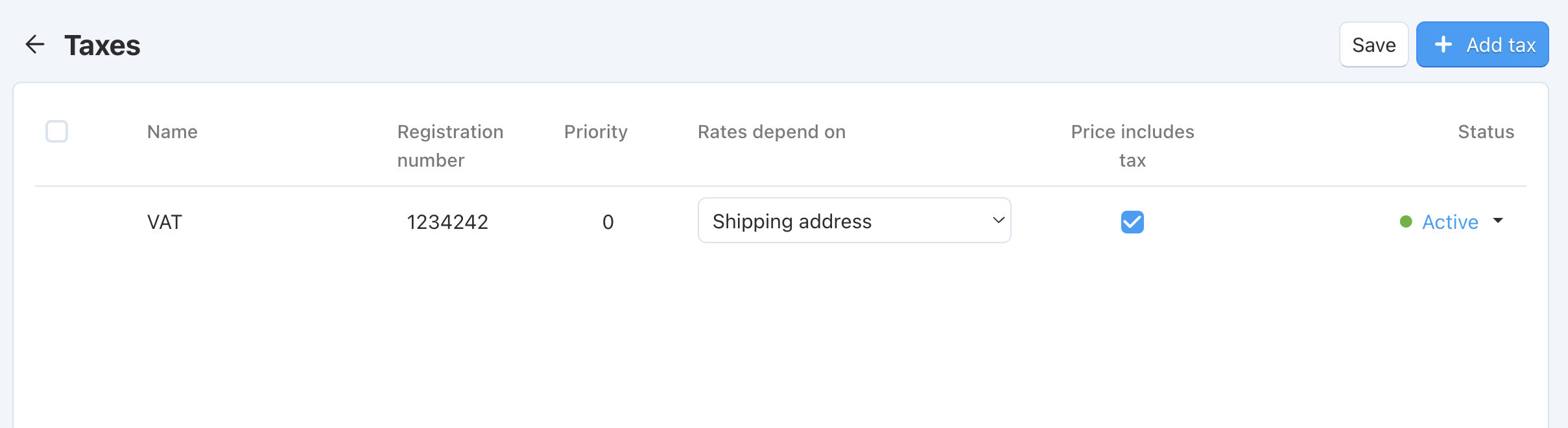 The list of taxes in CS-Cart and Multi-Vendor.