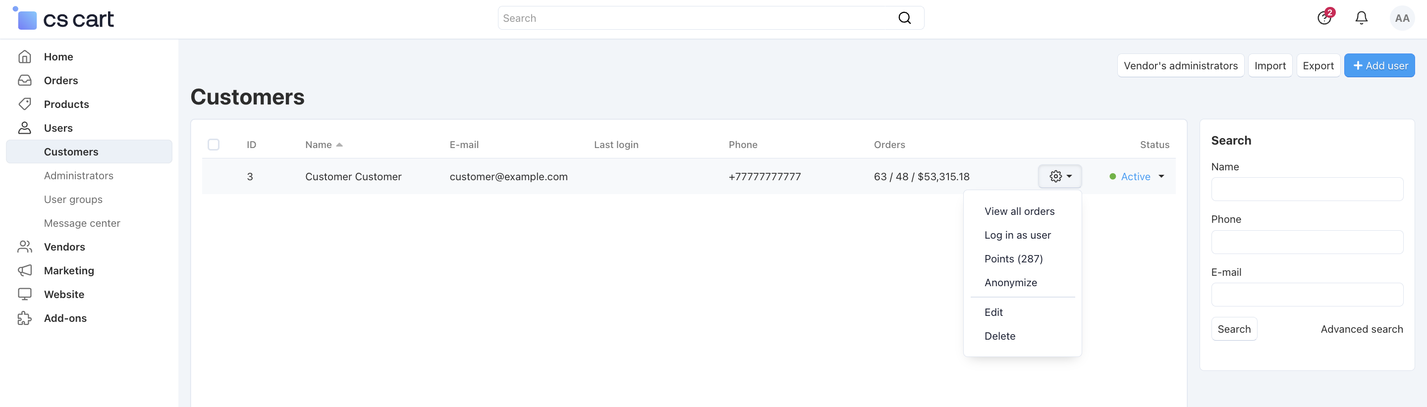Use the Advanced search to make working with customers easier.
