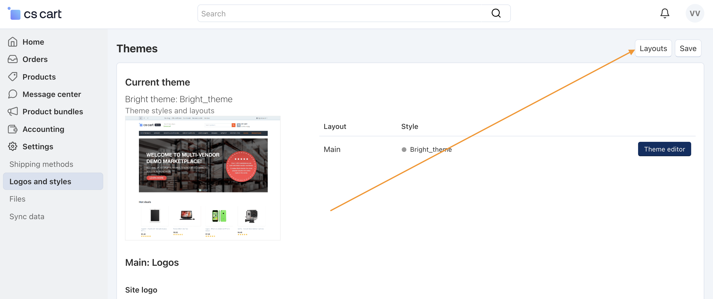 Go to Settings → Logos and styles → Layouts to edit the layout pages.