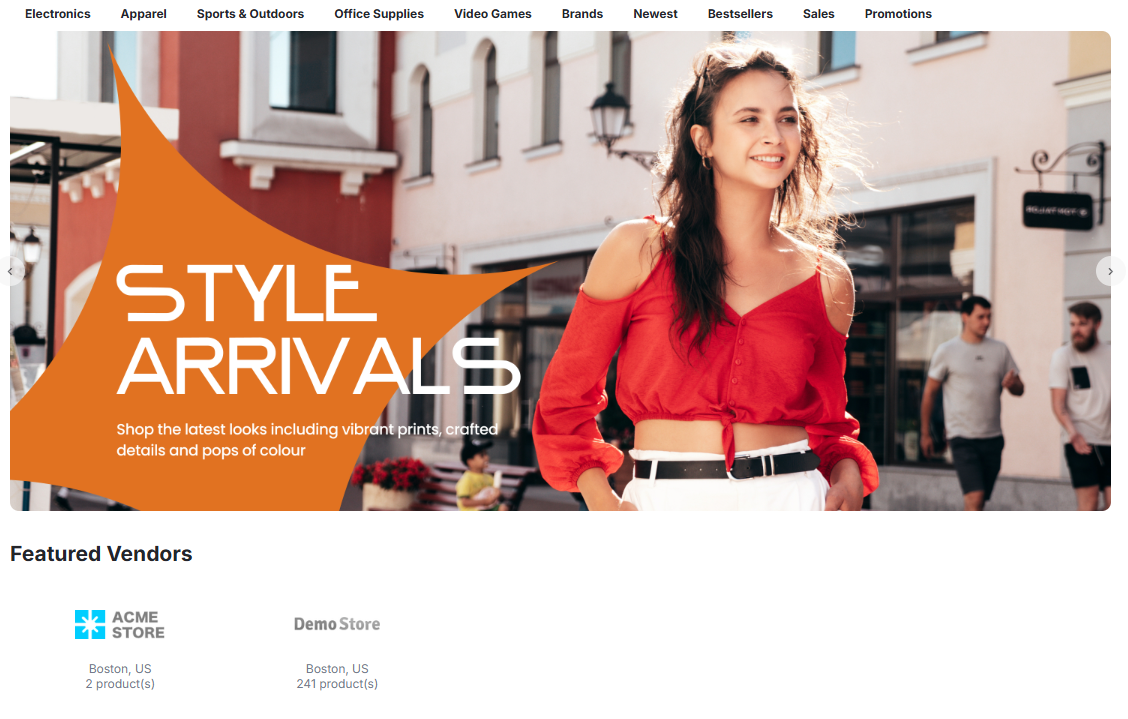 Featured vendors on the homepage in Multi-Vendor.