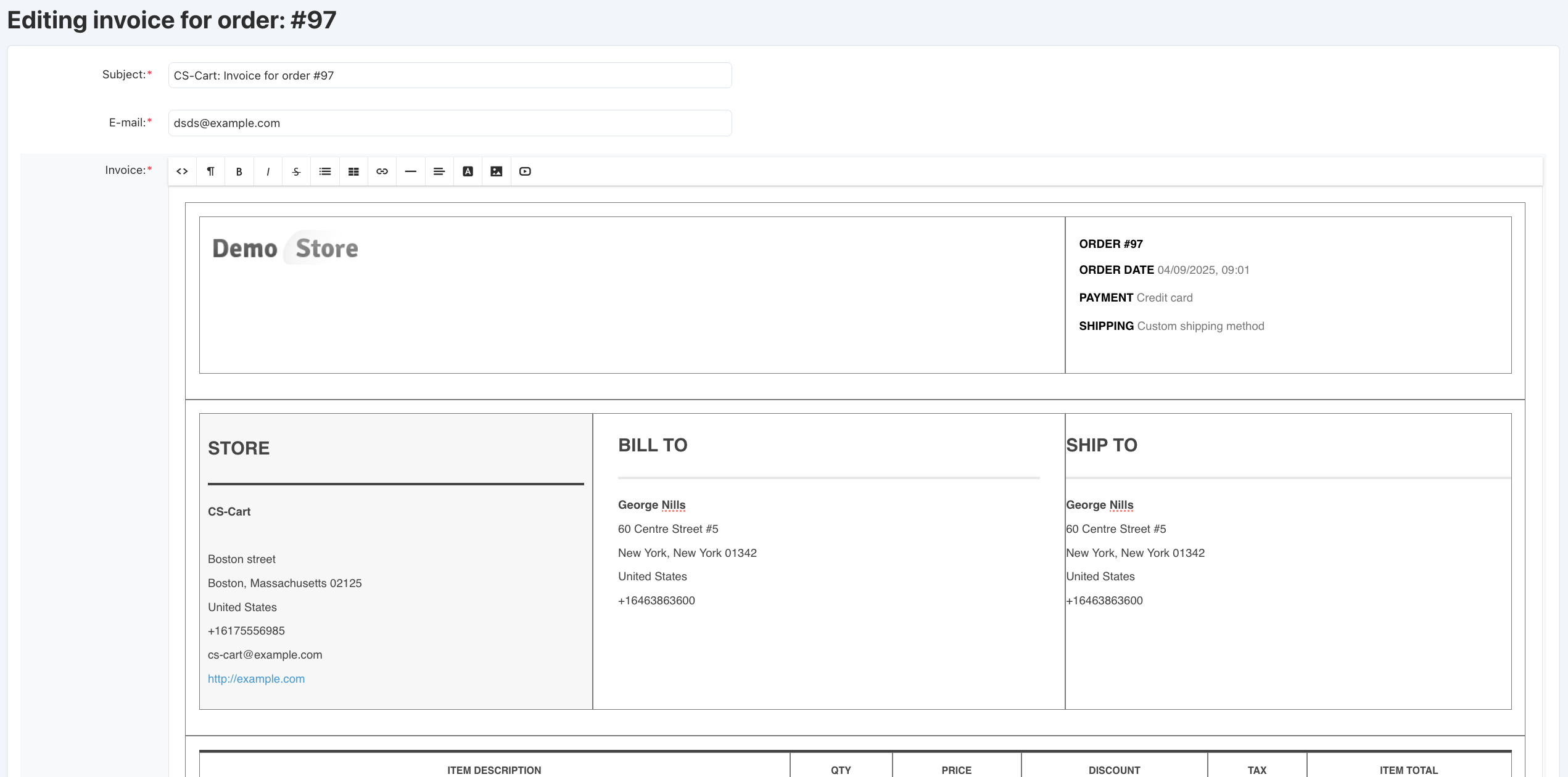 The invoice you twweak already has actual data instead of variables.