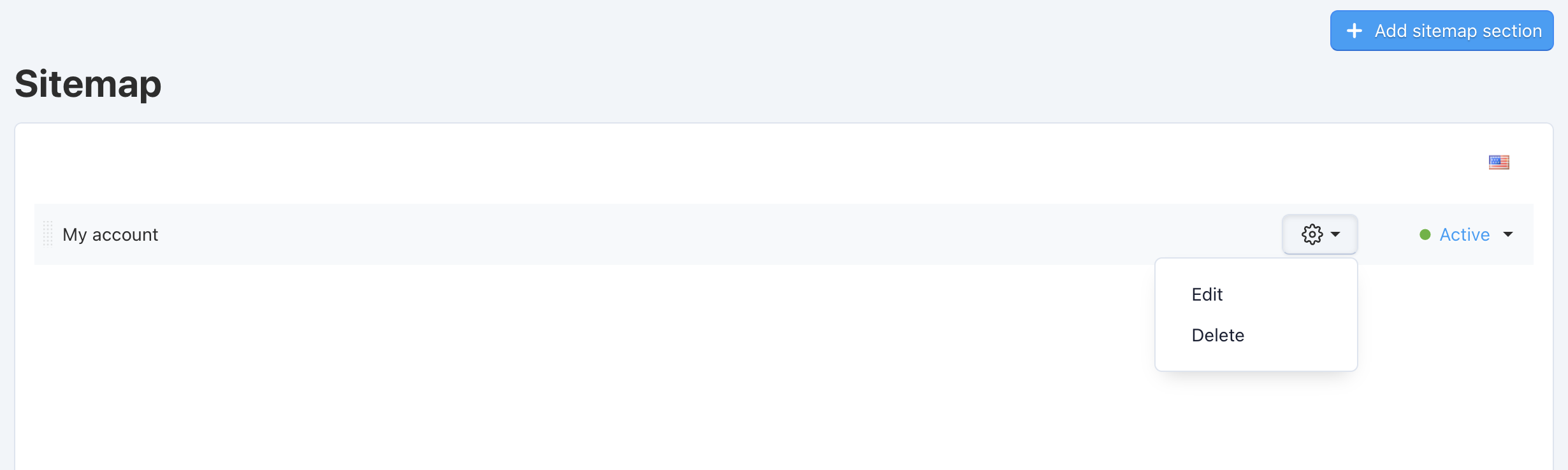 You can add sections to the site map under Website → Sitemap.