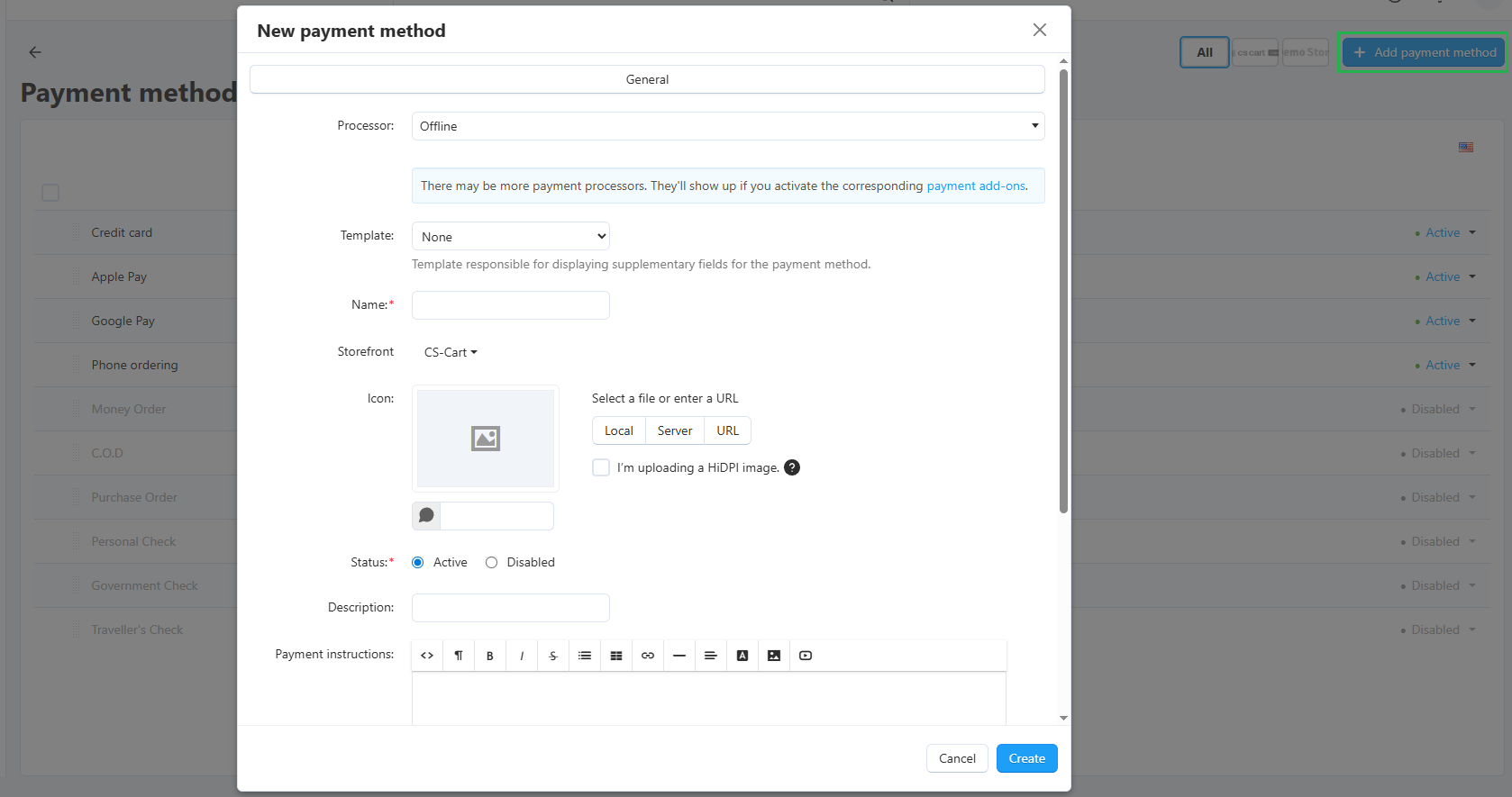 Set up the Offline Payment