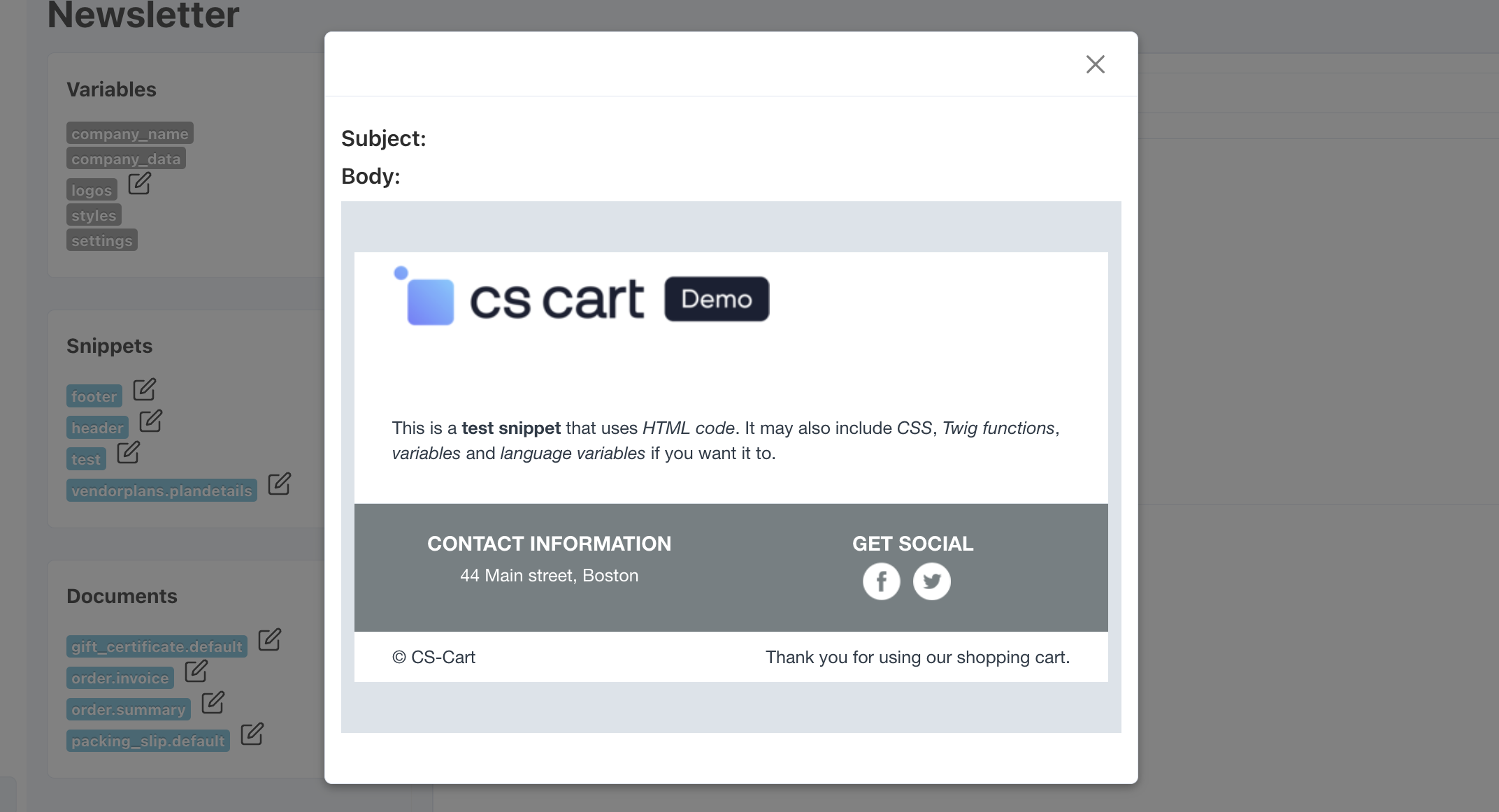 A snippet as it appears in an email notification.