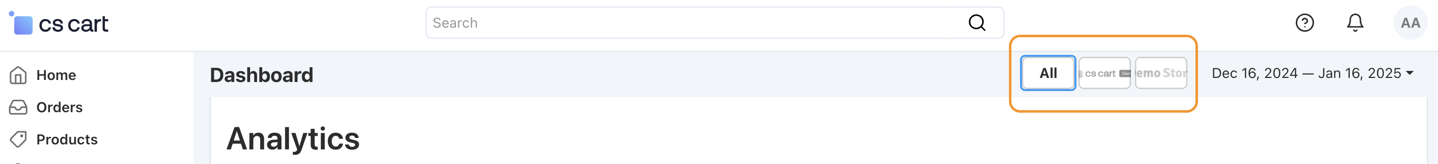 Select all stores to switch to the root administrator mode.