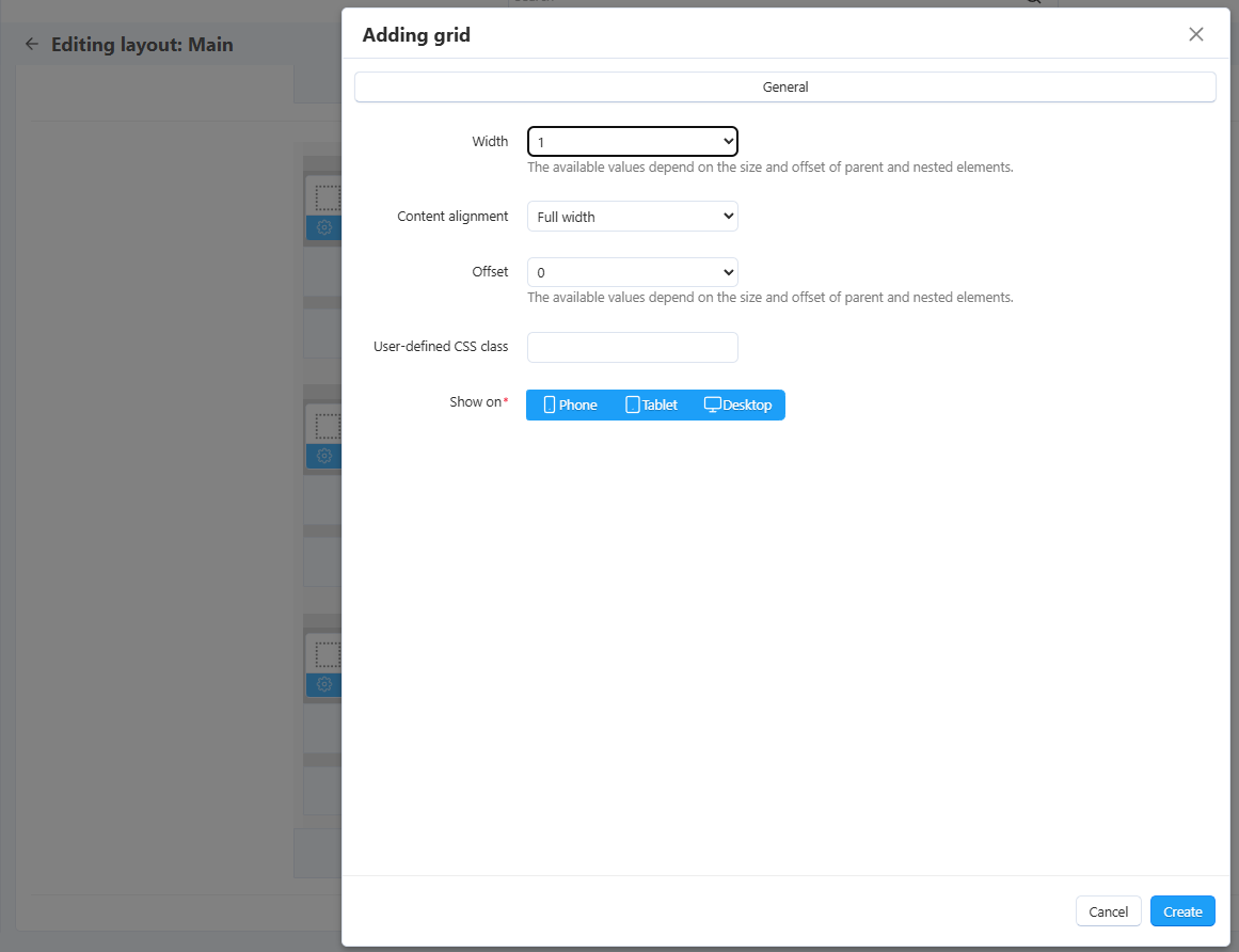 Grid settings