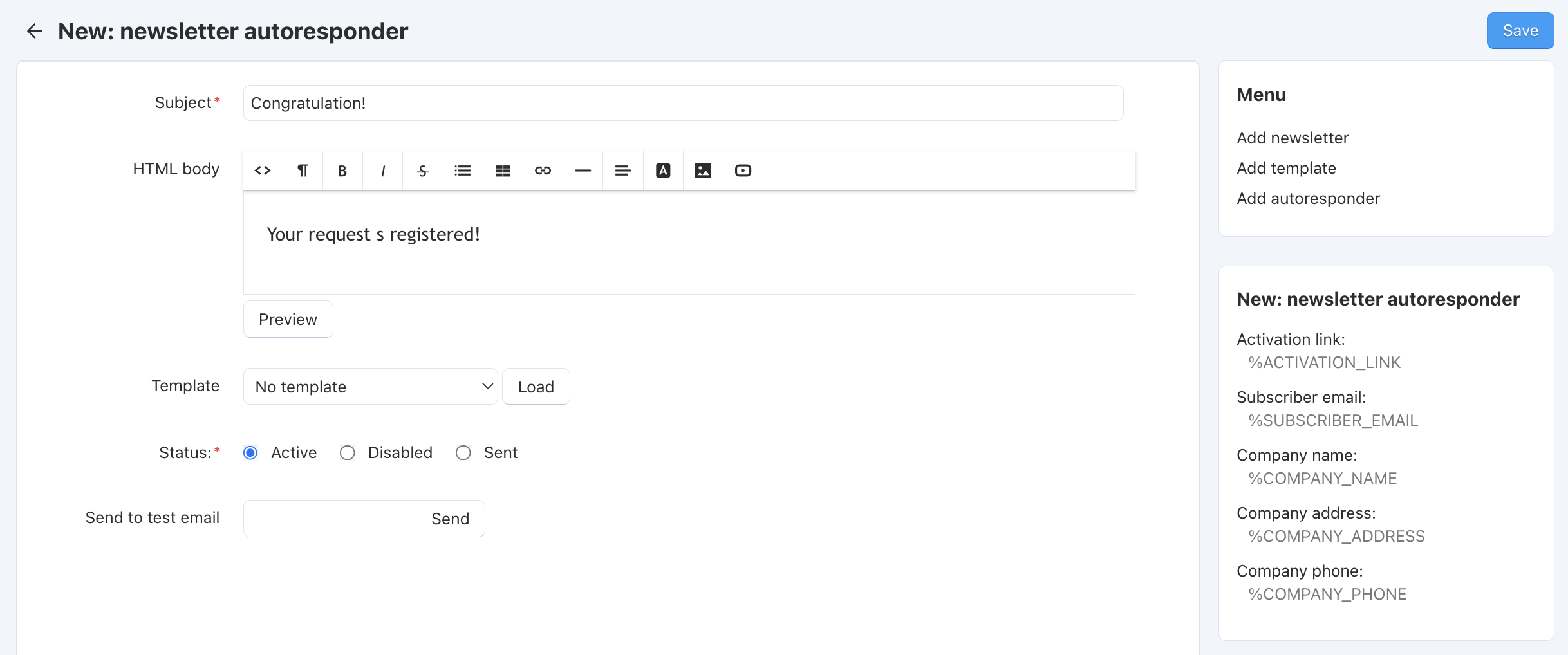 Add autoresponder
