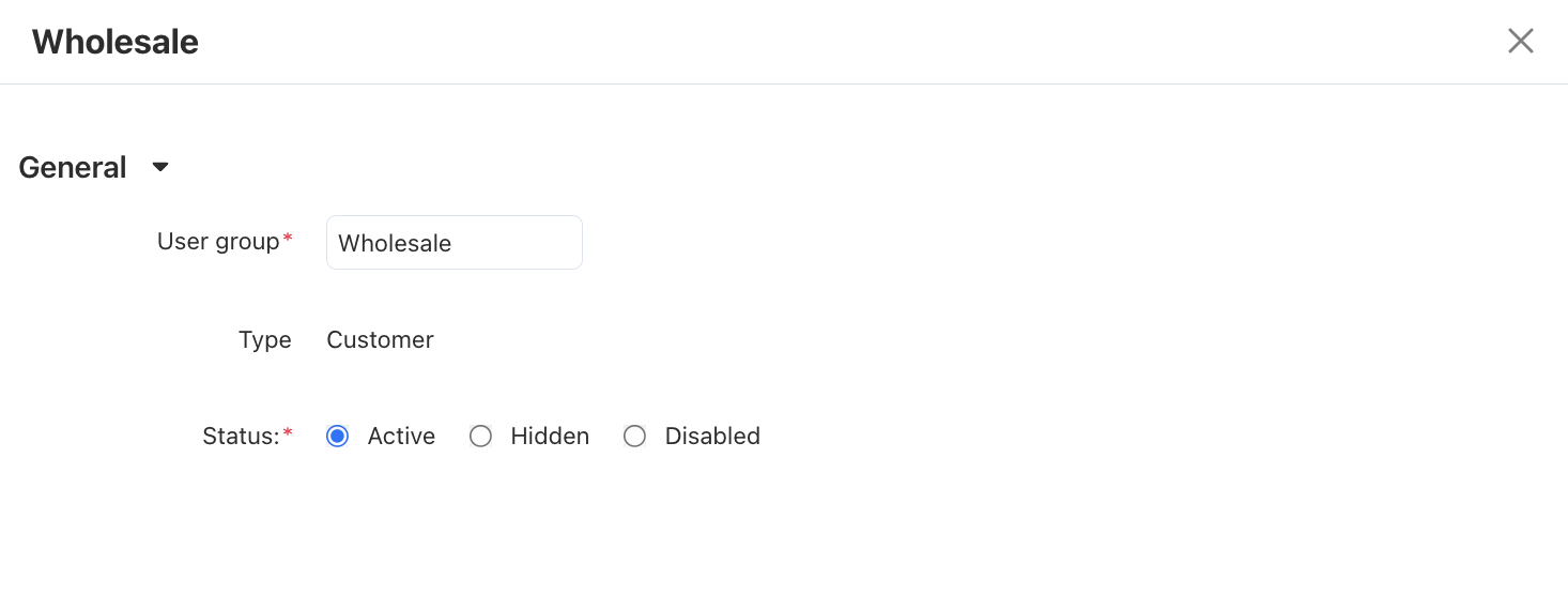 Specify the name and the type of the new customer group.