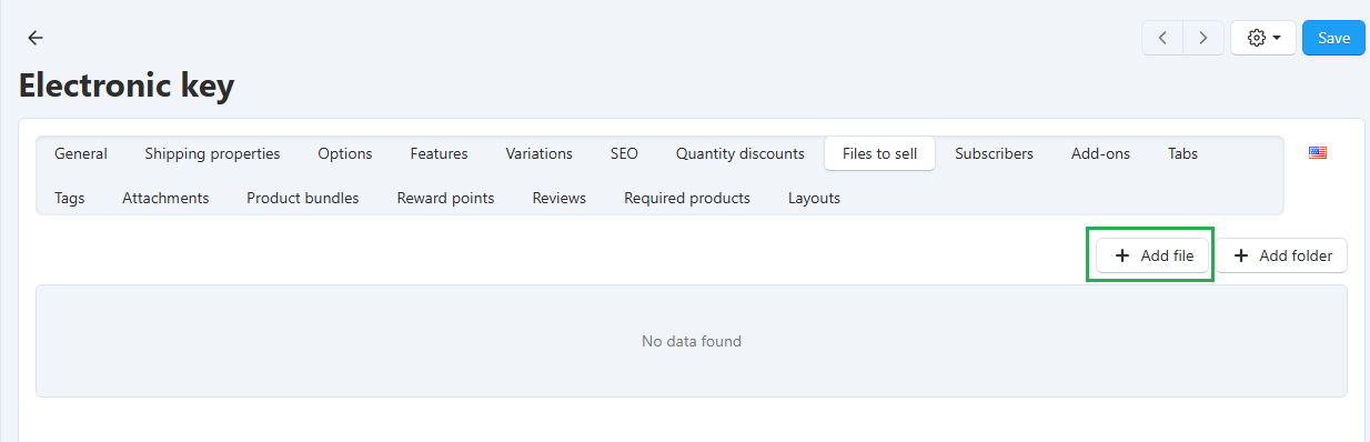 The Files to sell tab