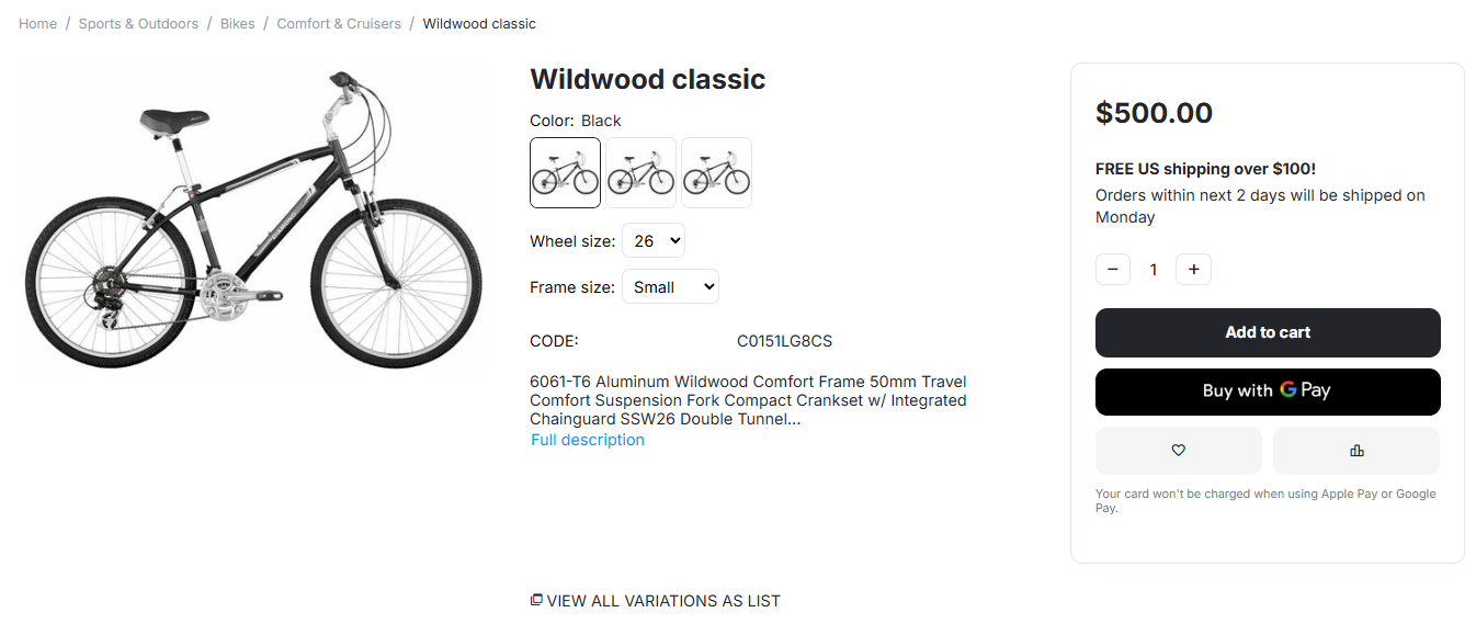 Features on the storefront.