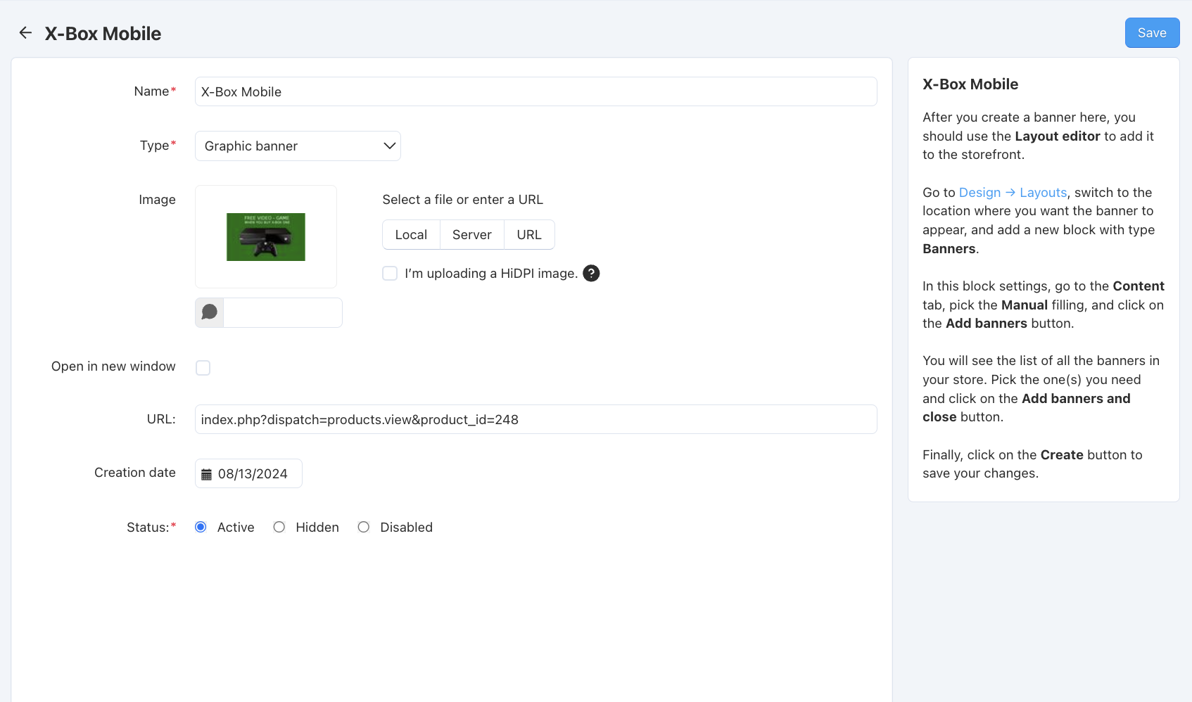 Setting a banner URL that will work both in Multi-Vendor and in a mobile app.